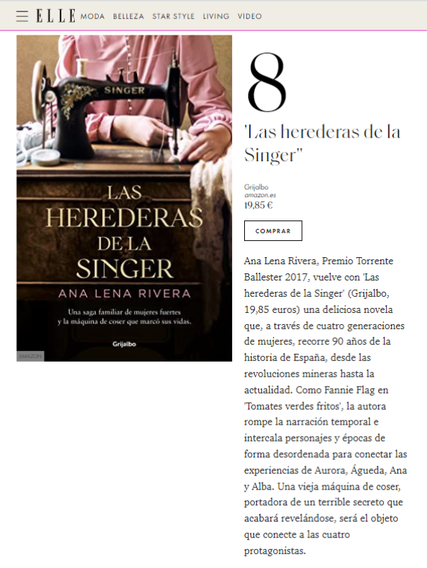 Las Herederas de la Singer: entre los 15 libros feministas recomendados por Elle.